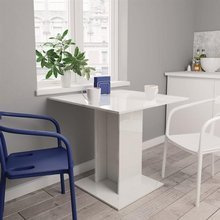 Stół jadalniany, wysoki połysk, biały, 80 x 80 x 75 cm