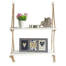 Półka wisząca boho styl skandynawski 2 poziomy biały