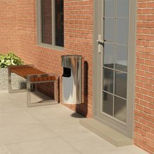 Ścienny kosz na śmieci z popielniczką, stal nierdzewna, 26 L