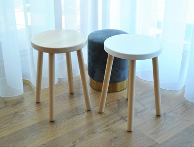 Taboret - Buk jasny-biały 45 cm