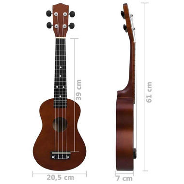   Ukulele sopranowe z pokrowcem, dla dzieci, ciemne drewno, 23"