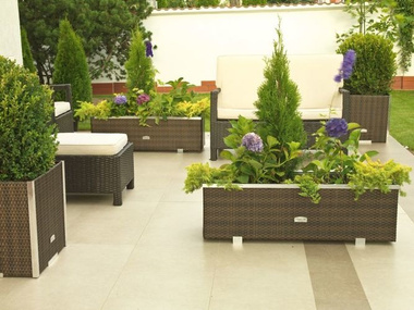 Donica ogrodowa technorattanowa 98x25x34 Zielony