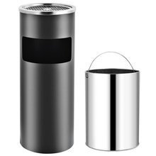   Hotelowy kosz na śmieci z popielniczką, 30 L, stalowy, szary