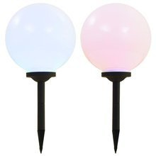 Kuliste lampy solarne na zewnątrz, 2 szt., LED, 30 cm, RGB