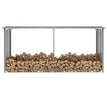   Wiata na drewno, stal galwanizowana, 330 x 92 x 153 cm, szara