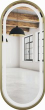 Lustro owalne złote LED 50x115 Piaskowane