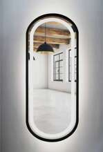 Lustro owalne, czarne LOFT 50x115cm LED piaskowane