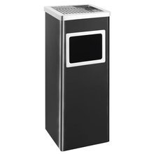   Hotelowy kosz na śmieci z popielniczką, 36 L, stal, czarny