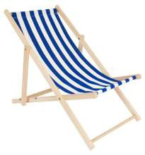 Leżak plażowy/ogrodowy drewniany BIAŁO-NIEBIESKI