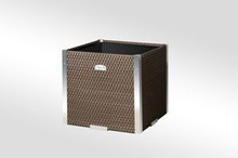 Donica ogrodowa technorattanowa kwadratowa 46x46x46 Słomkowy