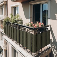 Osłona balkonowa na wymiar. Mata rattanowa dwustronna oczkowana zielona RD12