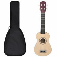   Ukulele sopranowe z pokrowcem, dla dzieci, jasne drewno, 21"