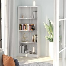   4-poziomowy regał, wysoki połysk, biały, 60x24x142 cm