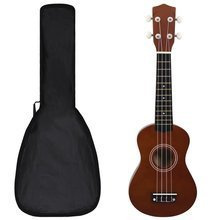 Ukulele sopranowe z pokrowcem, dla dzieci, ciemne drewno, 21"