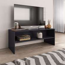   Szafka pod TV, szara, wysoki połysk, 100x40x40cm, płyta wiórowa