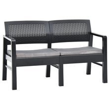   2-os. ławka ogrodowa z poduszkami, 120 cm, plastik, antracyt