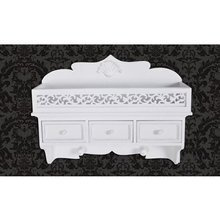   Półka ścienna z trzema szufladami i dwoma wieszakami