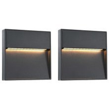 Lampy ścienne zewnętrzne LED, 2 szt., 3 W, czarne, kwadratowe