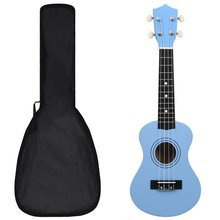   Ukulele sopranowe z pokrowcem, dla dzieci, niebieskie, 21"