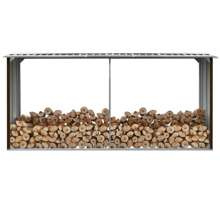 Wiata na drewno, stal galwanizowana, 330 x 92 x 153 cm, brązowa