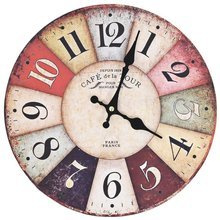 Zegar ścienny w stylu vintage, wielokolorowy, 30 cm