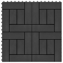   Płytki tarasowe, 11 szt., WPC, 30 x 30 cm, 1 m², czarne