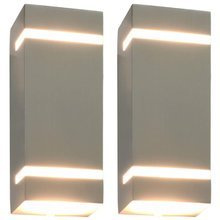   Zewnętrzne lampy ścienne, 2 szt., 35 W, srebrne, prostokątne