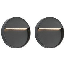   Lampy ścienne zewnętrzne LED, 2 szt., 3 W, czarne, okrągłe