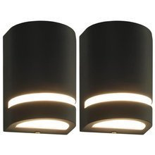   Zewnętrzne lampy ścienne, 2 szt., 35 W, czarne, półokrągłe