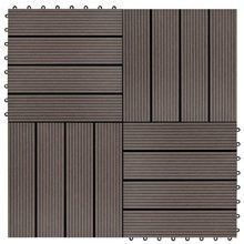   Płytki tarasowe, 11 szt., WPC, 30 x 30 cm, 1 m², ciemny brąz