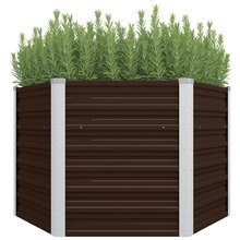 Podwyższona donica, brązowa, 129x129x77 cm, galwanizowana stal