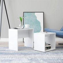 Zestaw stolików kawowych, biały, 48x30x45 cm, płyta wiórowa