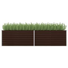 Podwyższona donica, brązowa, 320x80x77 cm, galwanizowana stal