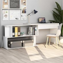   Biurko narożne, białe, 200x50x76 cm, płyta wiórowa