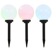   Kuliste lampy solarne na zewnątrz, 3 szt., LED, 20 cm, RGB