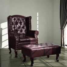   Fotel z podnóżkiem, ciemnobrązowy, sztuczna skóra