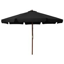   Parasol ogrodowy na drewnianym słupku, 330 cm, czarny