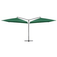   Podwójny parasol na stalowym słupku, 250 x 250 cm, zielony