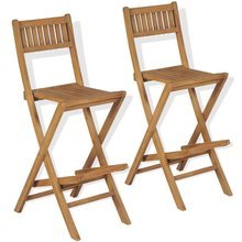   Składane krzesła barowe, 2 szt., lite drewno tekowe