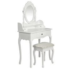   Toaletka z lustrem i stołkiem, biała