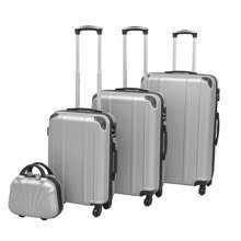   Zestaw walizek na kółkach w kolorze srebrnym, 4 szt.