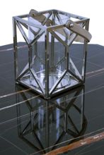 Lampion kwadratowy ze stali wys. 26 cm